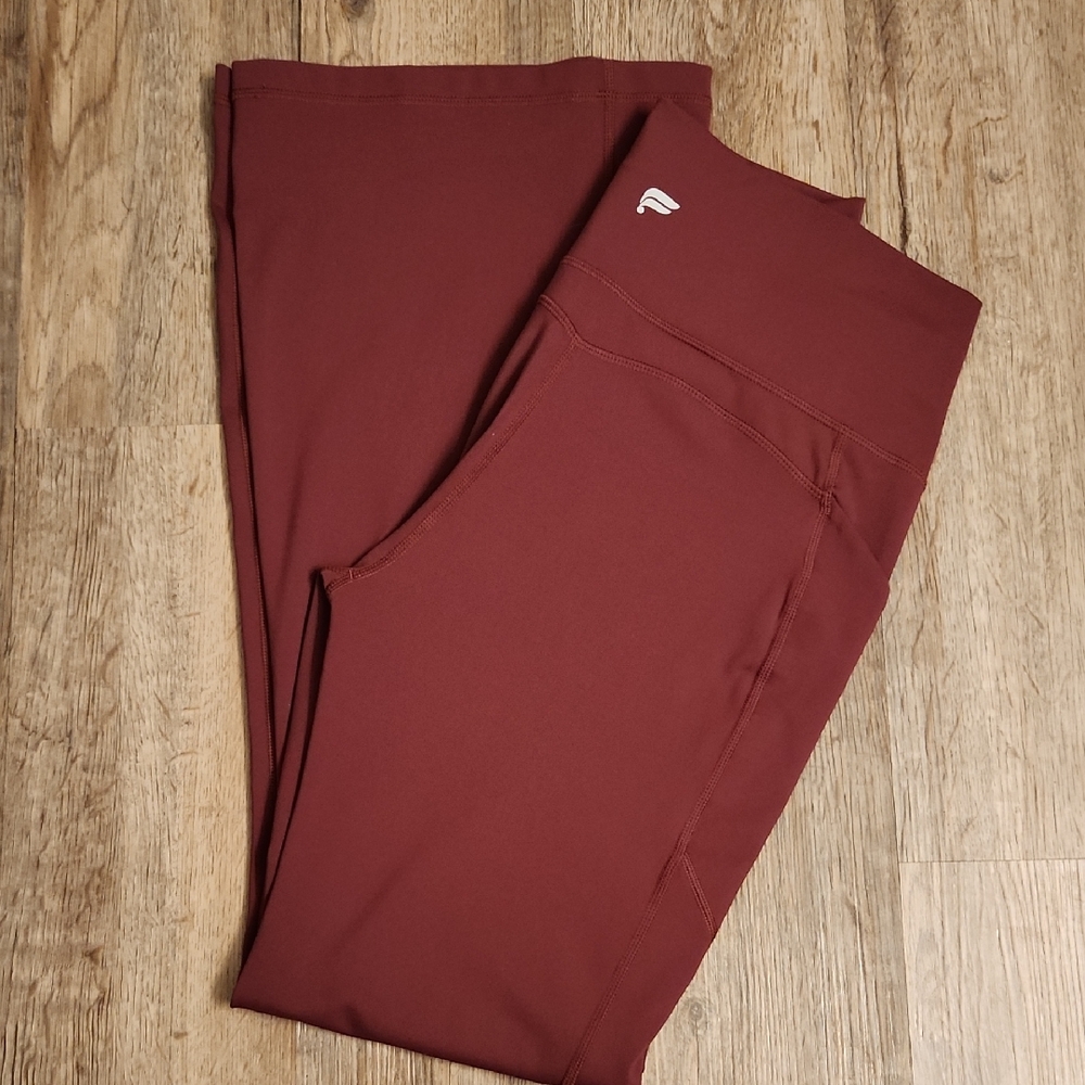 Fabletics Maroon Flare Leggings